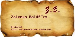 Zelenka Balázs névjegykártya